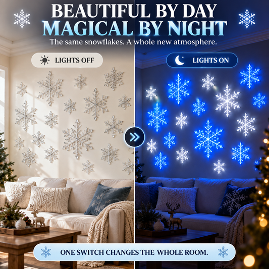🔥 Last Day 49% OFF💙 WINTER WONDERLAND FAVORITE | Blue & White LED Snowflake Lights – Christmas Wall Decor for Living Rooms & Bedrooms