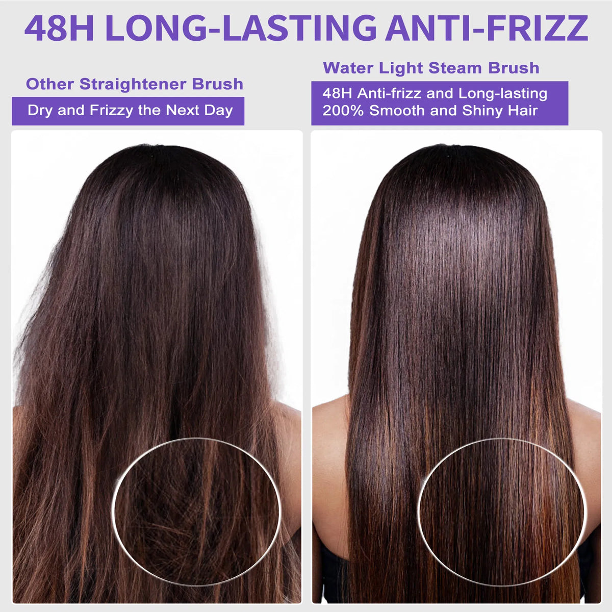 Steam Hair Straightener Brush, Anti-Frizz Ceramic
