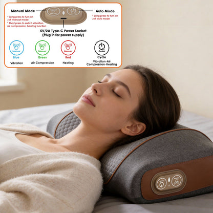 3-in-1 Heated Neck Massager Pillow, Vibration + Air Compression