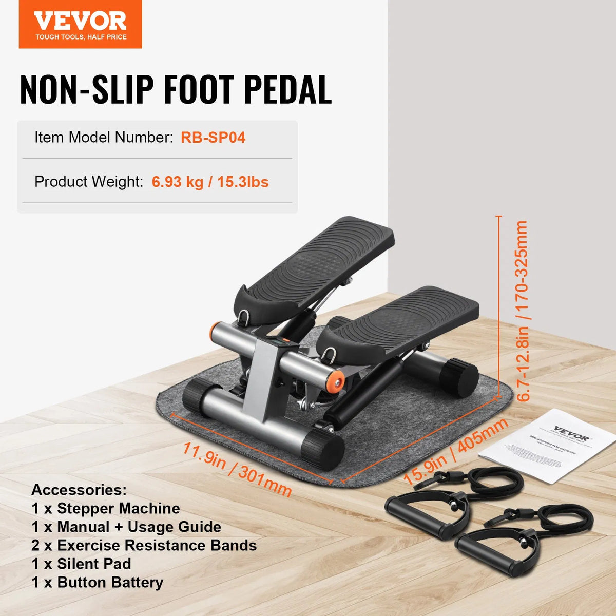 Mini Stair Stepper with Resistance Bands & LCD Display