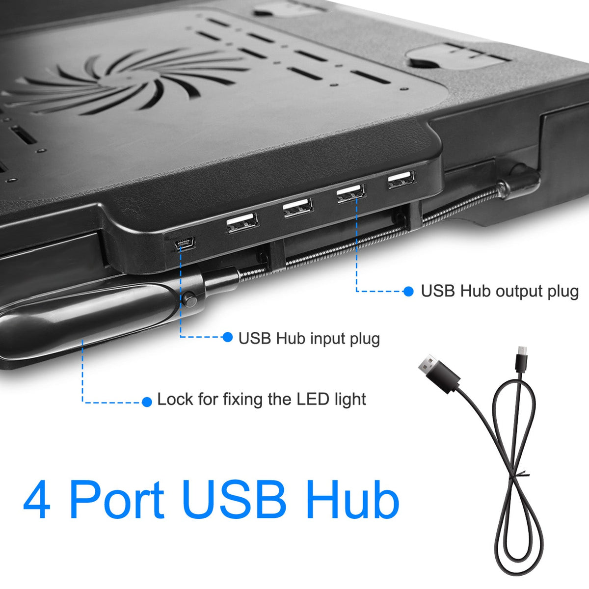 Foldable Laptop Bed Table with Cooling Fan & LED
