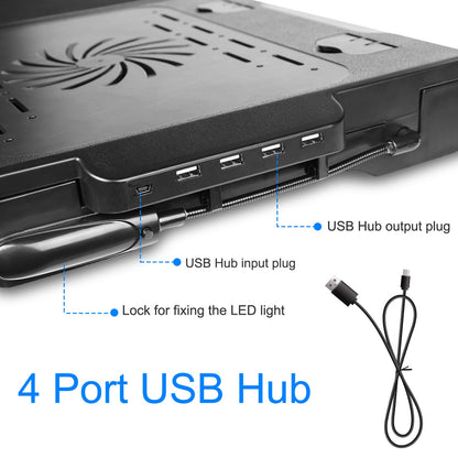 Foldable Laptop Bed Table with Cooling Fan & LED