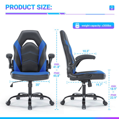 PU Leather Ergonomic Gaming Chair, Lumbar Support