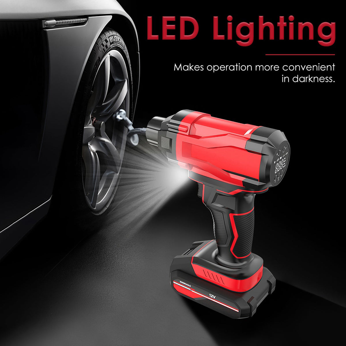 Cordless Tire Inflator, 150PSI with LED Light