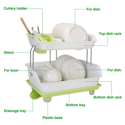 2-Tier Dish Drying Rack with Cutlery Holder