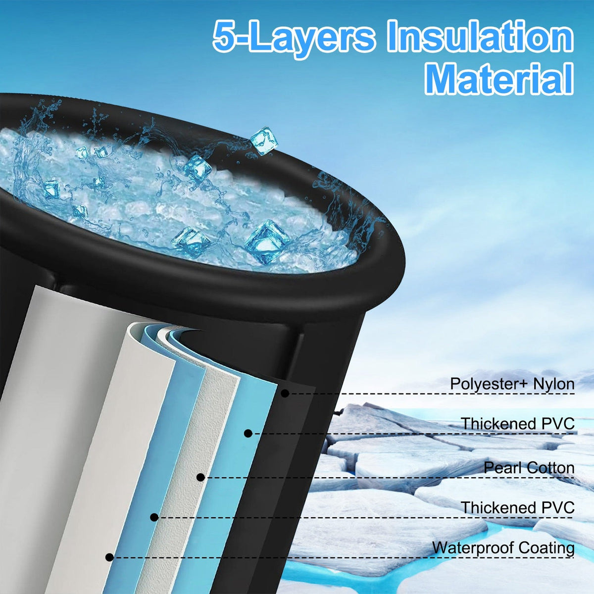 97 Gal Portable Ice Bath Tub with Cover, Cold Plunge