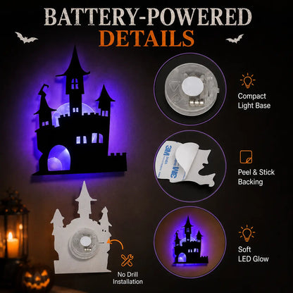 🔥LAST DAY 49% OFF🎃Halloween LED Wall Decor Lights, Peel & Stick Battery Powered Silhouette Stickers