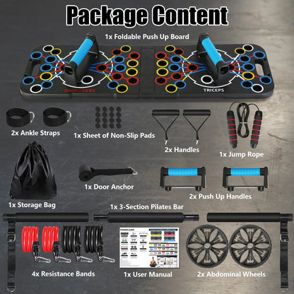 Push Up Board Home Gym Set with 15 Accessories