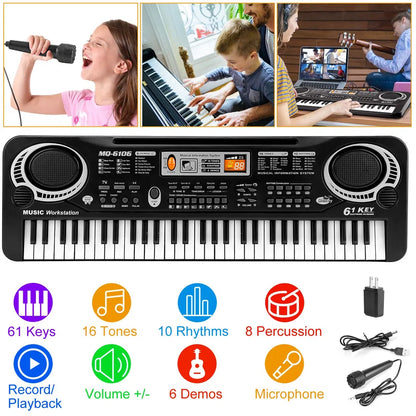 61-Key Electronic Keyboard with Microphone, Kids
