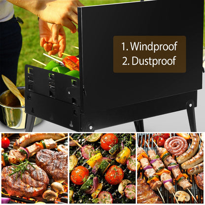 Portable Folding Charcoal BBQ Grill for Camping & Travel