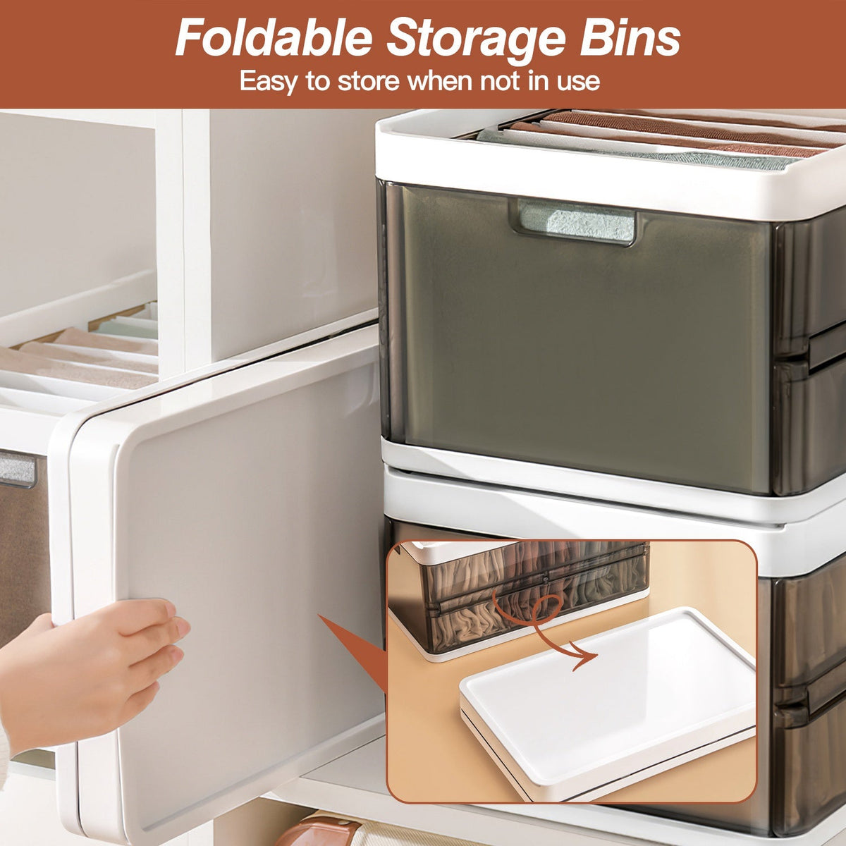 3-Pack Foldable Storage Bins with Lid & Divider