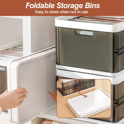 3-Pack Foldable Storage Bins with Lid & Divider