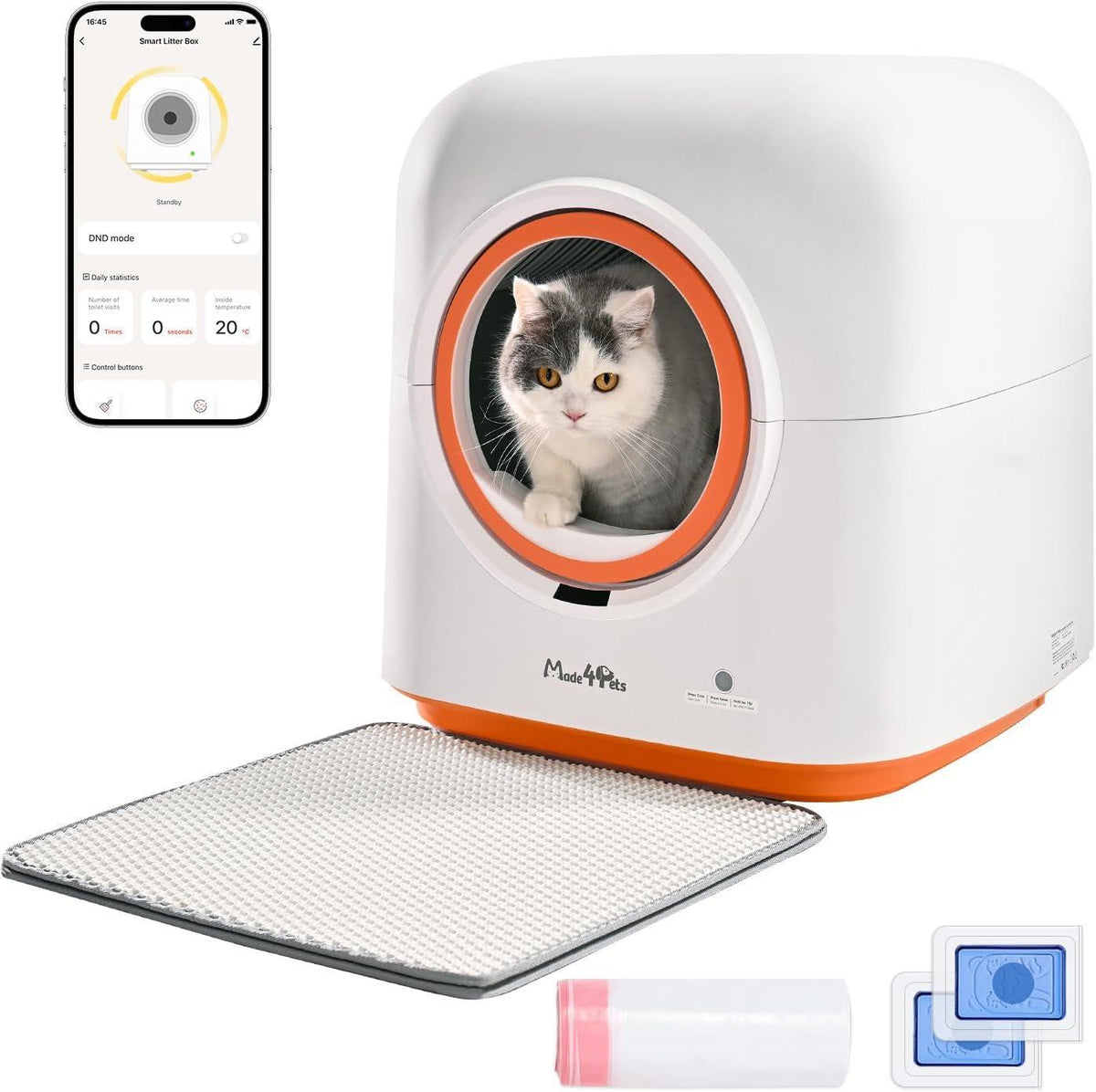 60L Smart Self-Cleaning Cat Litter Box, WiFi