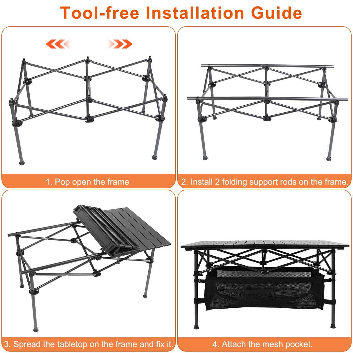 Folding Camping Table, Portable Aluminum Roll-Up Desk