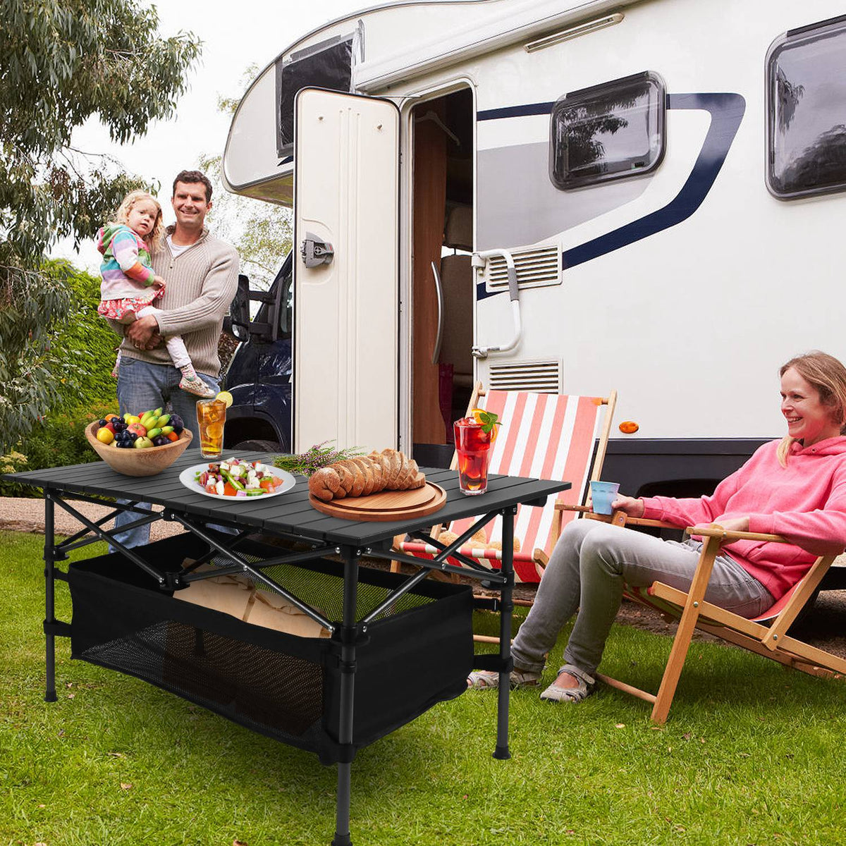 Folding Camping Table, Portable Aluminum Roll-Up Desk
