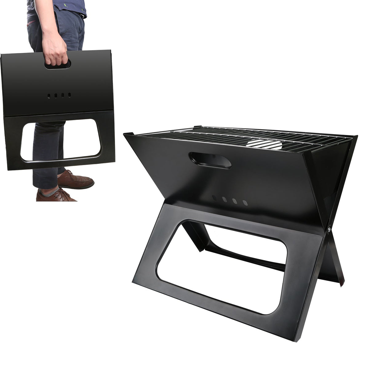 Portable Folding Charcoal BBQ Grill for Camping & Travel