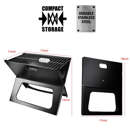 Portable Folding Charcoal BBQ Grill for Camping & Travel