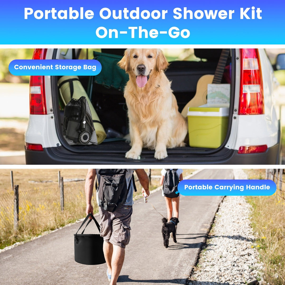 Portable Camping Shower, Rechargeable with LED Display