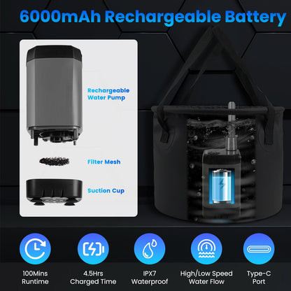 Portable Camping Shower, Rechargeable with LED Display