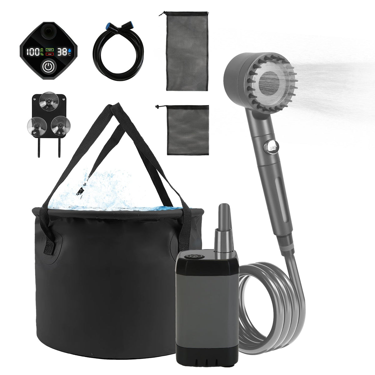Portable Camping Shower, Rechargeable with LED Display