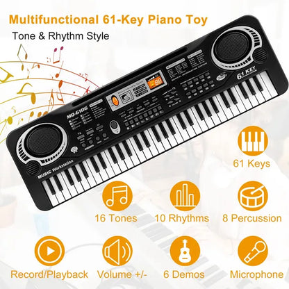 61-Key Electronic Keyboard with Microphone, Kids