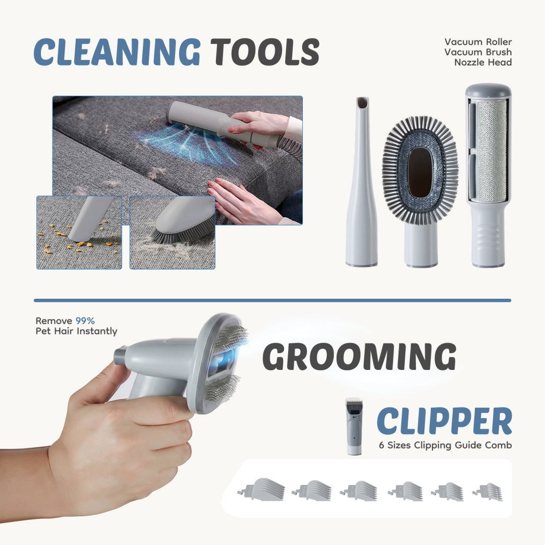 Cordless Pet Grooming Vacuum Kit with Clippers