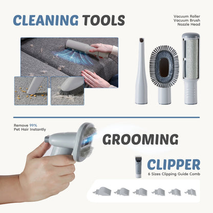 Cordless Pet Grooming Vacuum Kit with Clippers