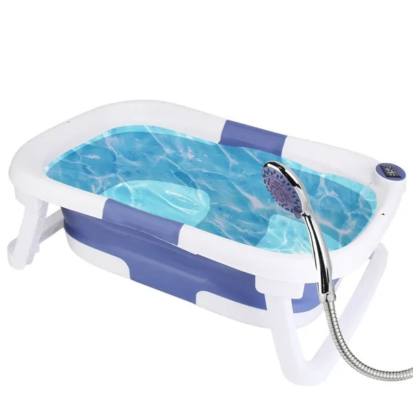 Foldable Baby Bathtub with Thermometer, 0-24 Months