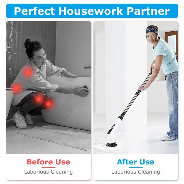 Electric Spin Scrubber, Cordless with 8 Brush Heads