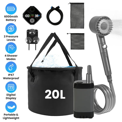 Portable Camping Shower, Rechargeable with LED Display