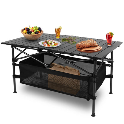 Folding Camping Table, Portable Aluminum Roll-Up Desk