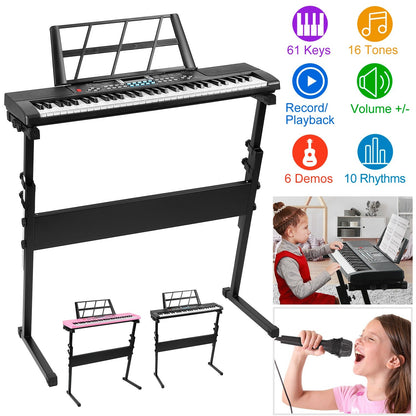 61-Key Electronic Keyboard with Stand & Microphone