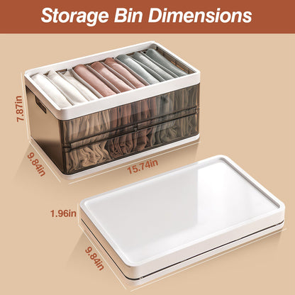 3-Pack Foldable Storage Bins with Lid & Divider