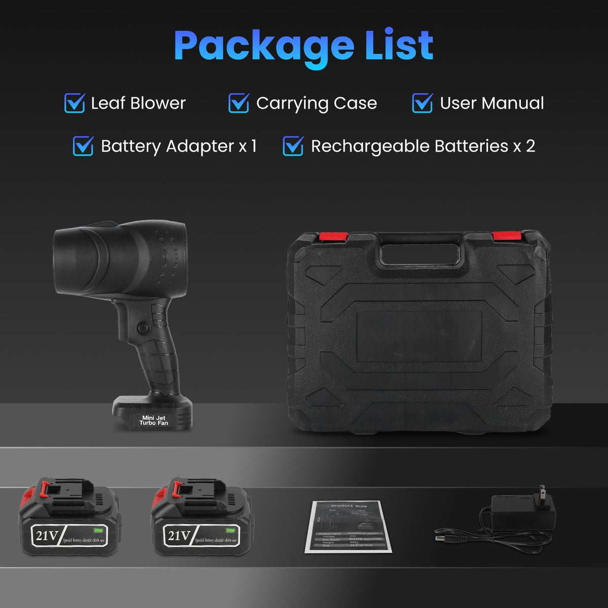 Mini Cordless Leaf Blower, 130000RPM with 2 Batteries