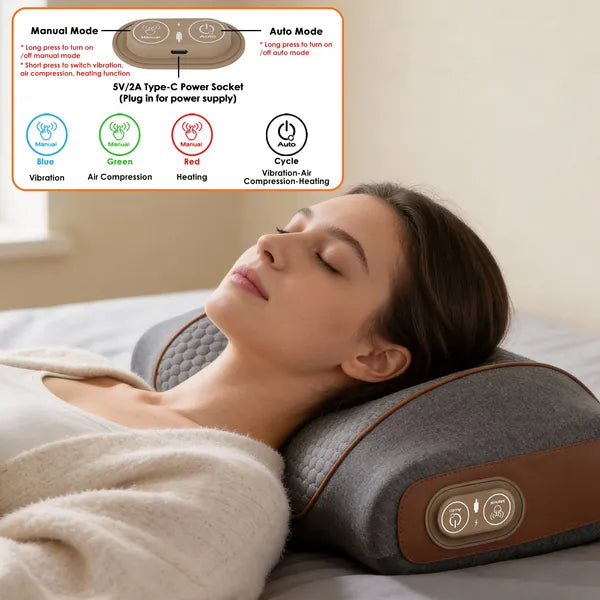 3-in-1 Heated Neck Massager Pillow, Vibration + Air