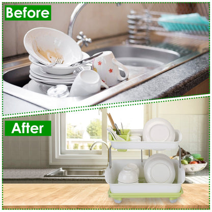 2-Tier Dish Drying Rack with Cutlery Holder