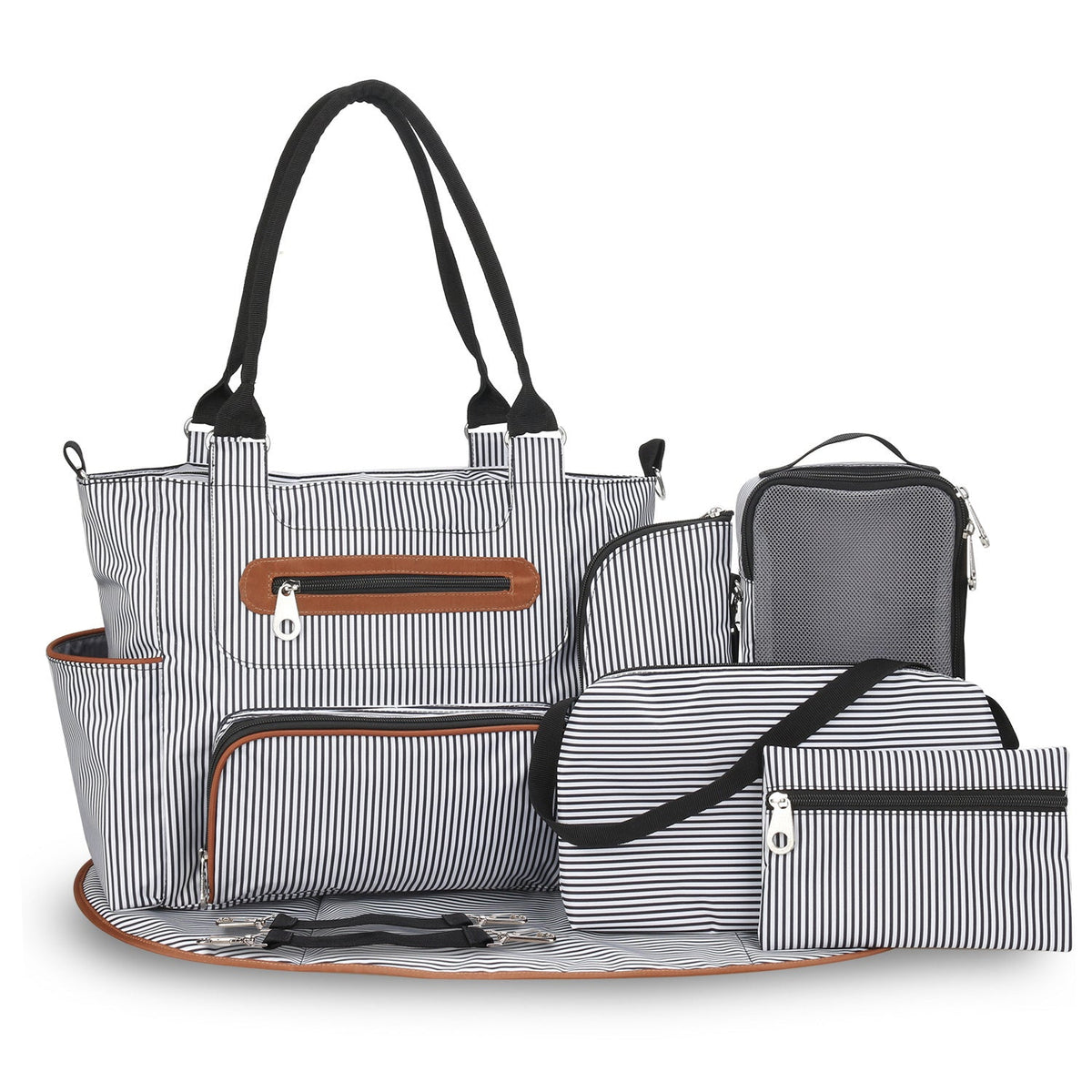 8-Piece Diaper Bag Set with Bottle & Mesh Bags