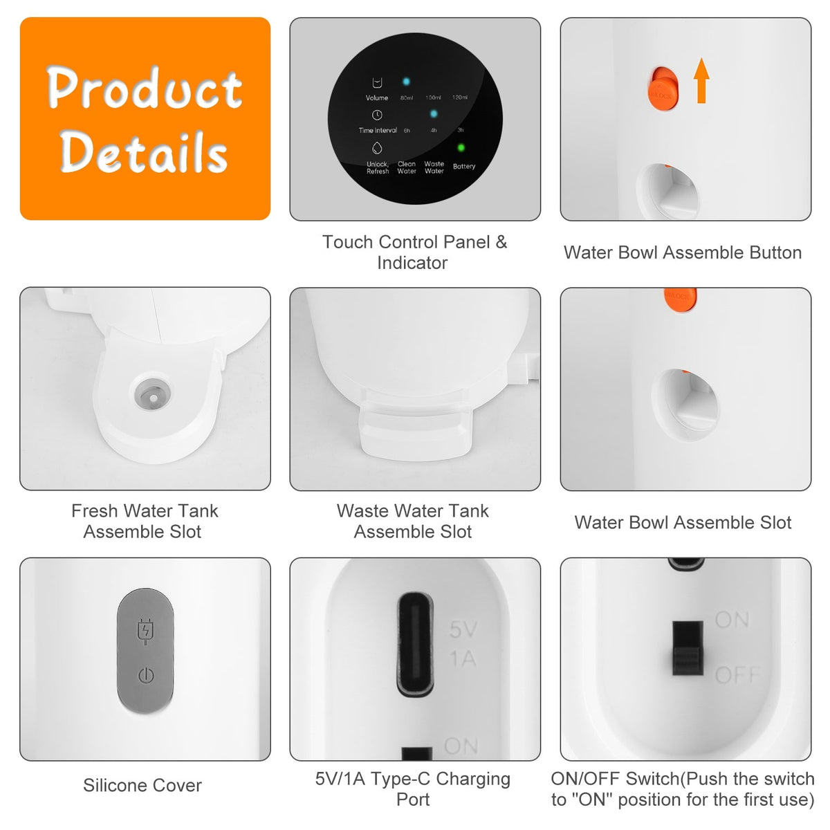 Smart Pet Water Fountain, 3L Cordless Rechargeable