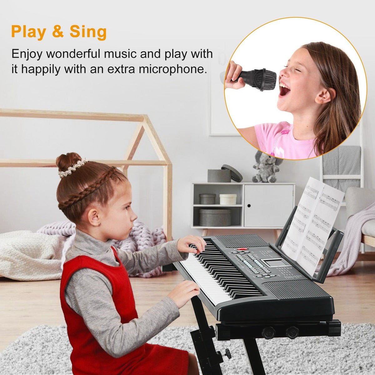 61-Key Electronic Keyboard with Stand & Microphone