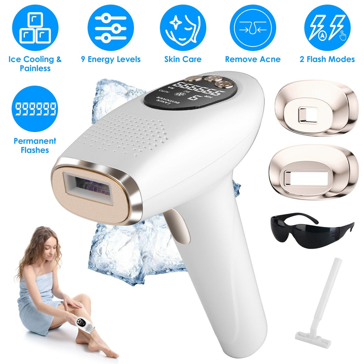 3-in-1 IPL Hair Removal Device with Ice Cooling