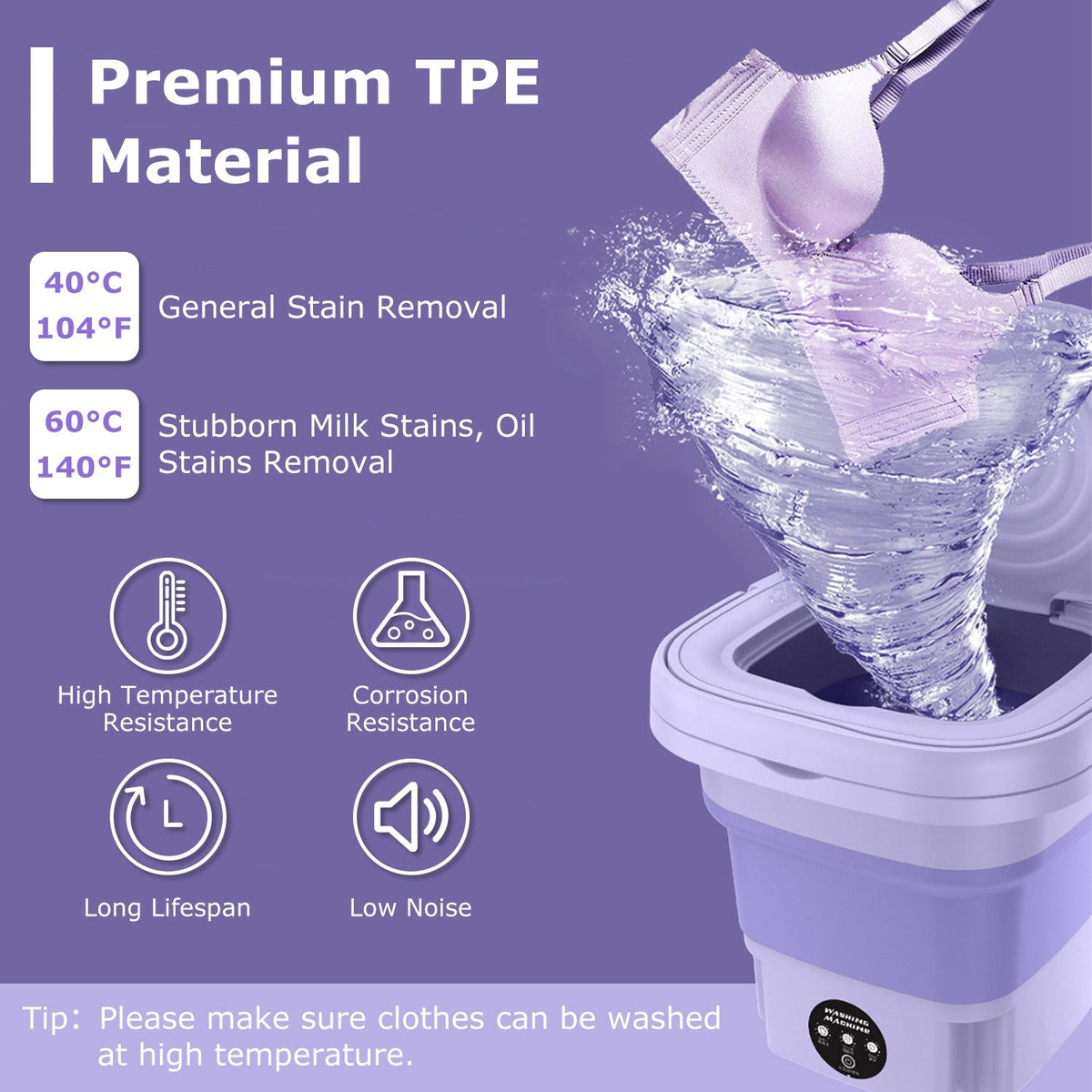 Portable Foldable Washing Machine, 8L, 3 Modes