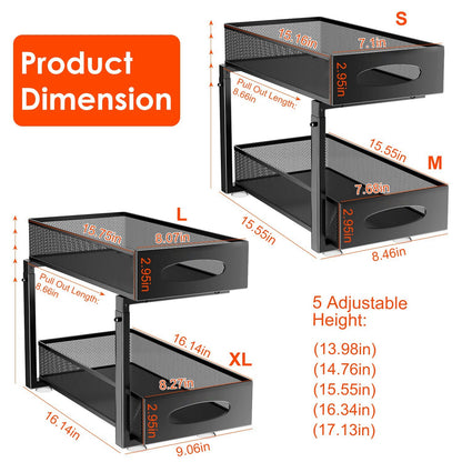 2-Pack Under Sink Organizer, Pull-Out 2-Tier Baskets