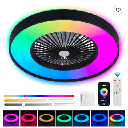 23-Inch Smart Ceiling Fan with RGB LED Light