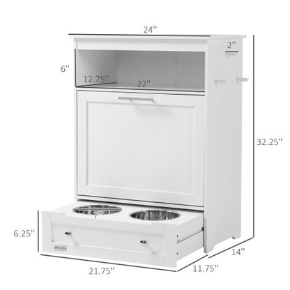 Pet Feeder Station with Storage Cabinet & Bowls