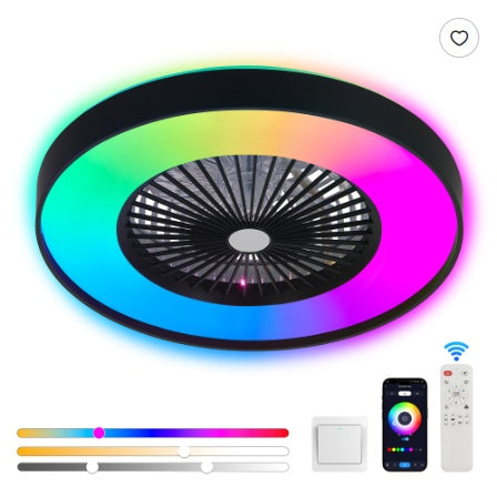23-Inch Smart Ceiling Fan with RGB LED Light
