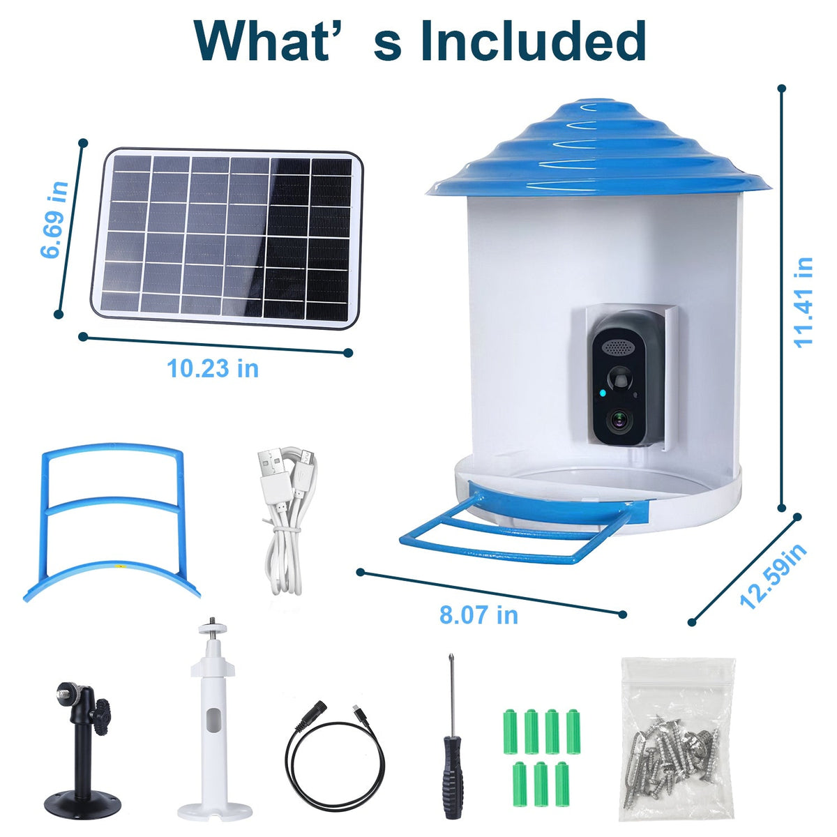 Solar Bird Feeder Camera 1080P HD AI Bird ID