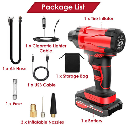 Cordless Tire Inflator, 150PSI with LED Light