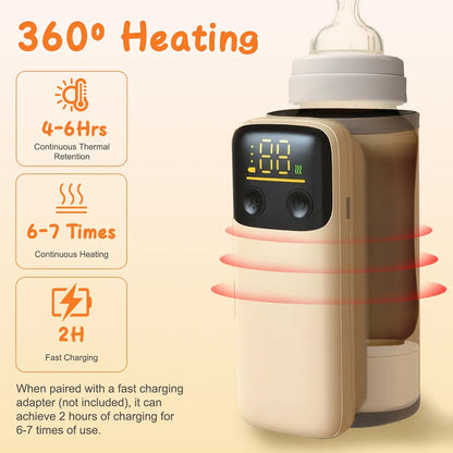 Portable Baby Bottle Warmer with Night Light, 6 Levels