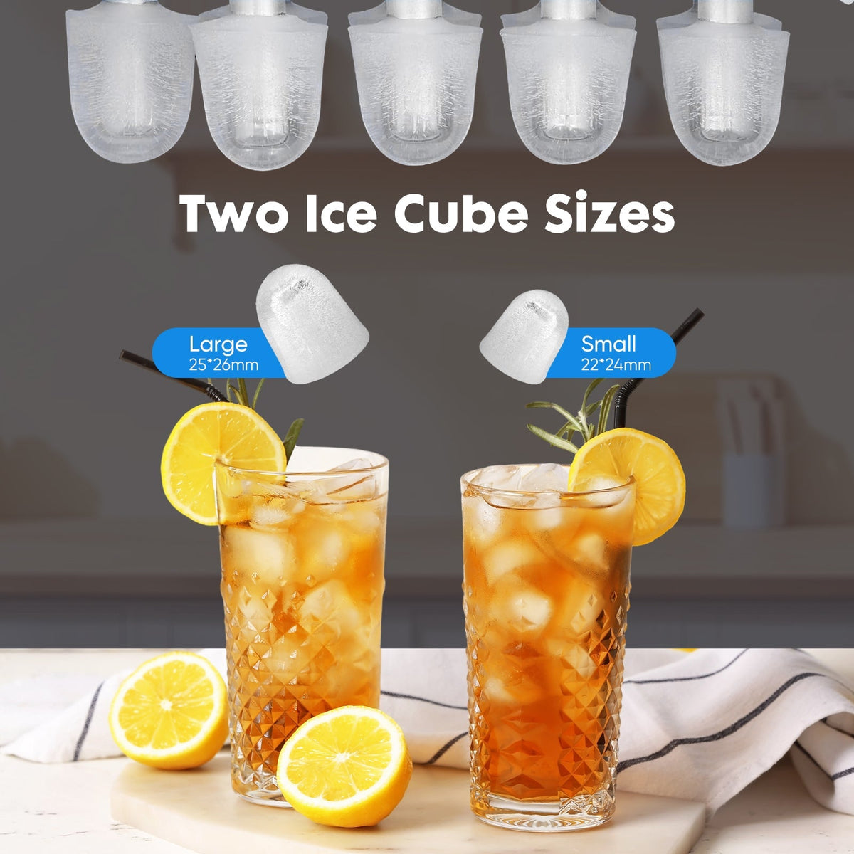 Portable Countertop Ice Maker, 2 Cube Sizes