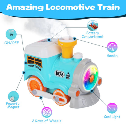 Electric Train Set with Remote, Light, Sound & Smoke